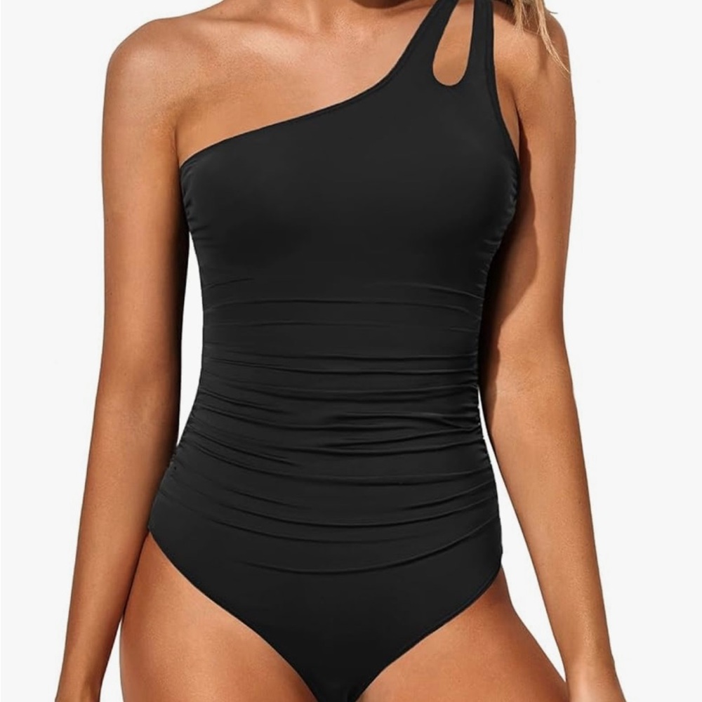 New Black One-Shoulder Swimsuit